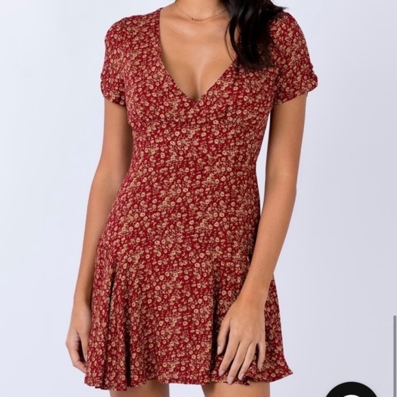 Princess Polly Red Gold Floral Dress - Picture 3 of 8